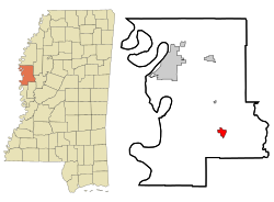 Washington County Mississippi Incorporated and Unincorporated areas Hollandale Highlighted
